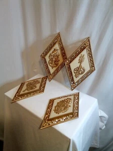 Juego de arte de pared de dardos de colección de 4 piezas diamante 4271 oro plástico mediados de siglo MCM Hollywood  - Imagen 1 de 12