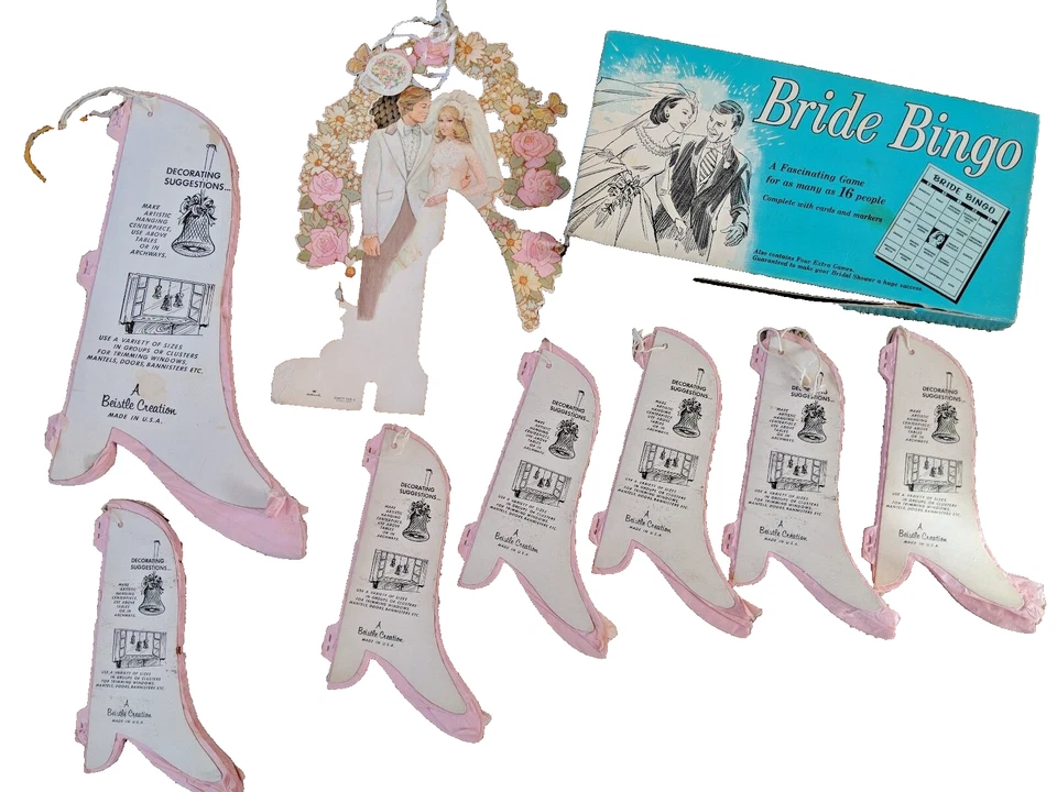 Lote De Colección Campanas De Ducha De Boda Beistle Nupcial, Sello Troquelado, Juego De Bingo Foto 1 de 4
