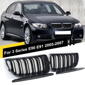 Front Grill for BMW 3 Series E90 E91 2005-2007 Grille Gloss Black Double Line - Picture 1 of 21