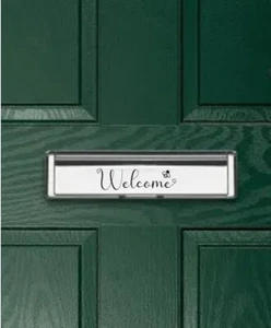 WELCOME DOOR LETTER BOX VINYL FRONT DOOR DECAL STICKER Home Decor Postbox - Picture 1 of 1