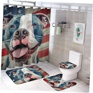 4 Pcs Bathroom Shower Curtain Set,Bathroom Sets with Rugs (Bath Mat,U Shape - Picture 1 of 8