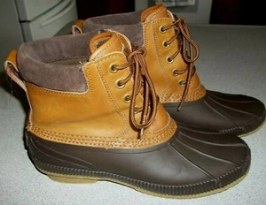 TOMMY HILFIGER Men's Duck Boots Size 9 Hunting, Waterproof Brown Leather Rubber - Bild 1 von 11