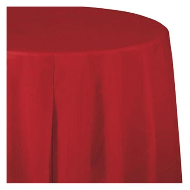 Creative Converting 703548 82 in. Octy Round Plastic Table Cover  Classic Red - Image 1 of 1