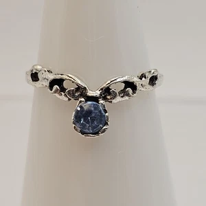 Trachtenring silberfarben blau Kunstedstein Größe 63/4 - Bild 1 von 4