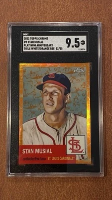 2022 Topps Chrome Platinum Anniversary Stan Musial SGC 9.5 Toile Whi./Orange /25 - Image 1 of 2