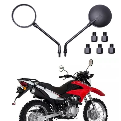 Motorcycle Rearview Side Mirror Round For Honda XR250R XR650L XR600R XR150 XR125 - Image 1 of 4