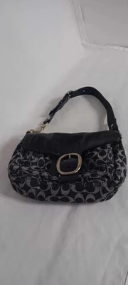 Coach Bleecker Signature Blue Denim Patent Leather Buckle Shoulder Bag 12571 - Image 1 of 4