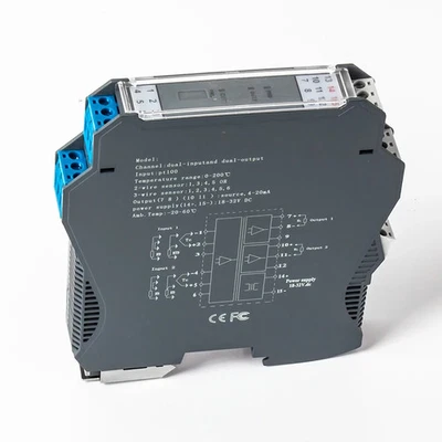 Temperature Transmitter PT100 RTD 4-20mA DIN Rail Mounted 1In 1Out Sensor 200℃ - Image 1 of 4