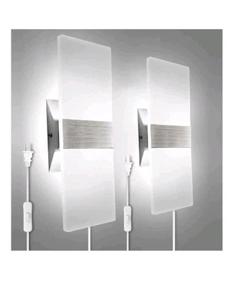 KICAAO Wall Sconces Set of Two, Modern Wall Sconce Plug in 10W 6000K Cool Whi... - Image 1 of 4