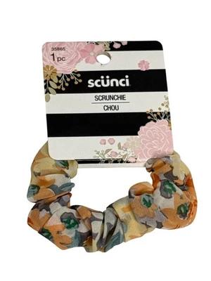 Scunci Cabello Scrunchie Floral Gasa Cottagecore Preppy Naranja Verde Para Mujer Nuevo Con Etiquetas Foto 1 de 3
