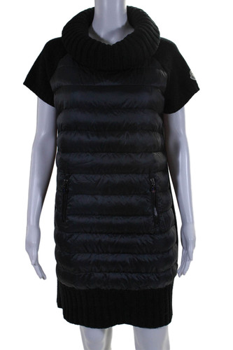 Abito maglione Moncler donna maniche corte girocollo nero lana taglia large