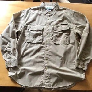Exofficio Fishing/Hiking Shirt Mens L Vented L/S Buzz Off Insect Shield Khaki - Picture 1 of 19