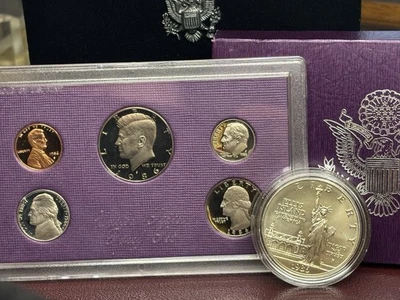 1986 S Proof Set And Commem. Silver Ellis Island And Clad Proof Set W OGP/ Coa - Image 1 of 4