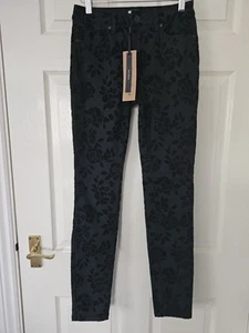 Phase Eight Flocked Jeans Black Size 8 Rose Flocked Skinny New With Tags Rrp £79 - Picture 1 of 10