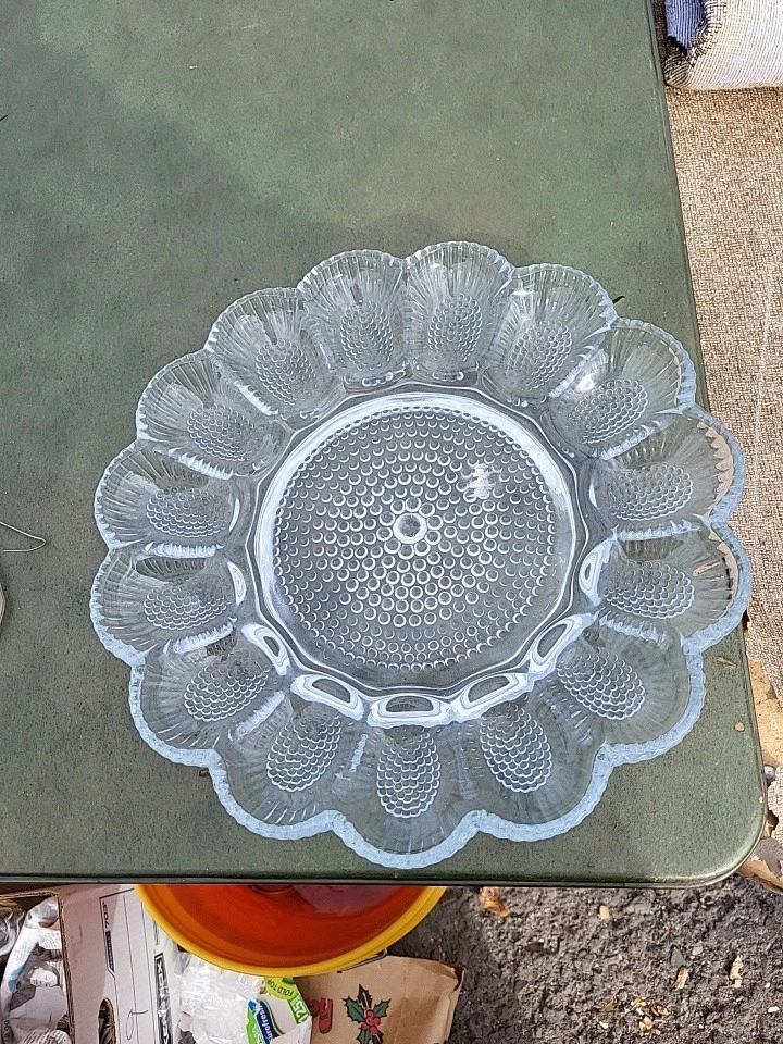Plato para servir huevos de colección Hobnail Indiana Glass 16 Deviled B19 Foto 1 de 1