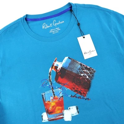 NUEVA Camiseta Robert Graham Whiskey Pour Gráfica Azul Calce Clásico Para Hombres XL PRECIO DE VENTA SUGERIDO POR EL FABRICANTE $98 Foto 1 de 4