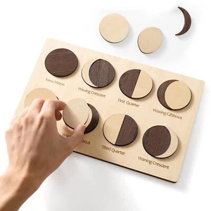 Wooden Moon Cognition Board Toy Wooden Block Puzzle for Kids Boys Girls Baby - Picture 1 of 9