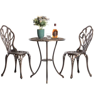 New Indoor and Outdoor Bronze Dinning Set 2 Chairs with 1 Table Bistro Patio - Image 1 of 4