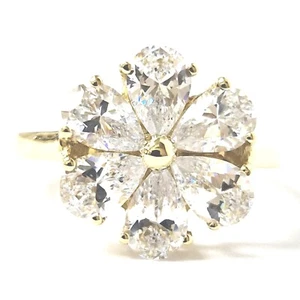 9ct Gold Flower Ring Cubic Zirconia Stones UK Hallmarked Size N Ladies 3g - Picture 1 of 19