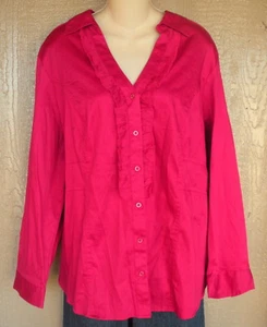 NUEVO CON ETIQUETAS Moda Bug 2X Rojo Volantes Plisados Carrera Botón Frontal Prental Camisa Blusa - Imagen 1 de 6