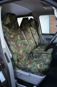 FUNDAS DE ASIENTO DE FURGONETA FORD TRANSIT MK7 TRANSPORTER VIVARO VERDE CAMUFLAJE DISCO DURO 2-1 DPM - Imagen 1 de 1