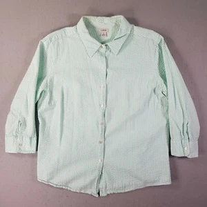 L.L.Bean Flanellhemd Damen Large Regular Langarm Knopfleiste grün weiß - Bild 1 von 9
