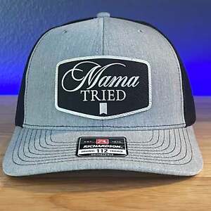 MAMA TRIED Funny Leather Patch Hat Black/Silver
