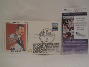 Mike Ditka HOF handsignierter 3,5" x 6,5" Ersttagsbrief Gütesiegel Umschlag JSA Zertifikat - Bild 1 von 9