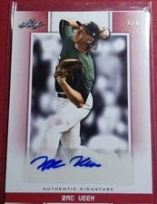 ZAC VEEN 2019 RC AUTO #  1/1 LEAF PERFECT GAME NATIONAL SHOWCASE 1ST ROUND PICK