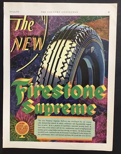 Anuncio impreso vintage de neumáticos Firestone 1929 el nuevo neumático Firestone Supreme - Imagen 1 de 1