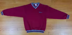 Vintage Wilson Large Reddish V-Neck Embroidered Tennis Sweatshirt with Trim - Picture 1 of 7