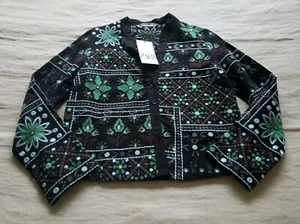 NWT ZARA Boho Mirror Embellished Floral Embroidered Crop Jacket XS Extra Small - Picture 1 of 16