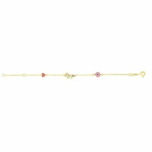 5.5" Children's Enamel Unicorn Bracelet Real 14K Yellow Gold 1.1gr - Picture 1 of 2