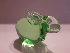 Vintage Hand Blown Art Glass Green Bunny Rabbit Paperweight - Free Shipping - Picture 1 of 8