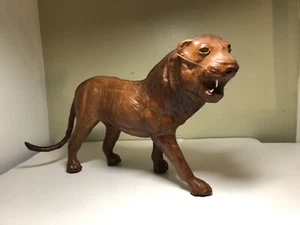 Vintage leather wrapped lion statue Figurine - Picture 1 of 8