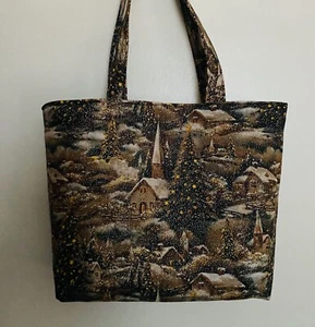 Bolso Cartera Hecho a Mano Navidad Decorado Iglesia Pinos Brillo - Imagen 1 de 1