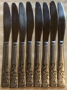 Cambridge Stainless Steel China Frosted Swirl Embossed 8.75" Knives (lot of 8) - Picture 1 of 7