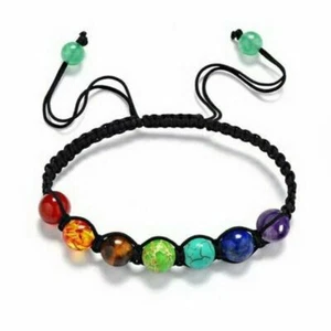 7 Chakras Piedra Preciosa Natural 8mm Cuentas Piedras Preciosas Pulsera Ajustable Reiki Regalo Yoga - Imagen 1 de 5