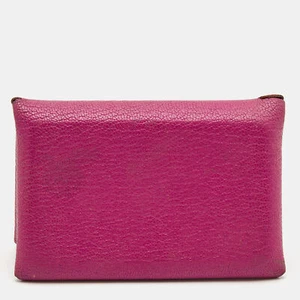 Hermes Cyclamen Chevre Mysore Leather Calvi Card Holder - Picture 1 of 10