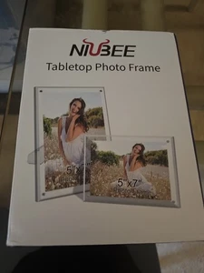 NuSee Acrylic Photo Frame Set - 2 Pack Clear Frames 5"x7" - Picture 1 of 7