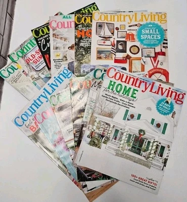 Lot of 12 Country Living Magazine Full Issues Crafts Recipes Home Decor Holidays - Image 1 of 4