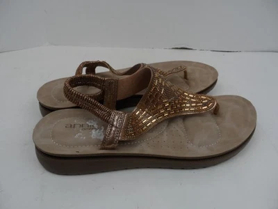 Annie Comfort Women’s Gold Rhinestone Thong Sandals - Size 11M - image 1 of 4