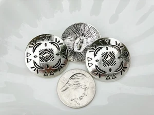 3PC Antiqued Silver Pattern Metal Buttons Sewing Button with Shank 29x29mm - Picture 1 of 2