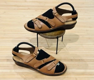 SAS Sandali 9,5 Marrone Pelle Tabby Tripad Comfort Imbottiti Slingback USA - Foto 1 di 11