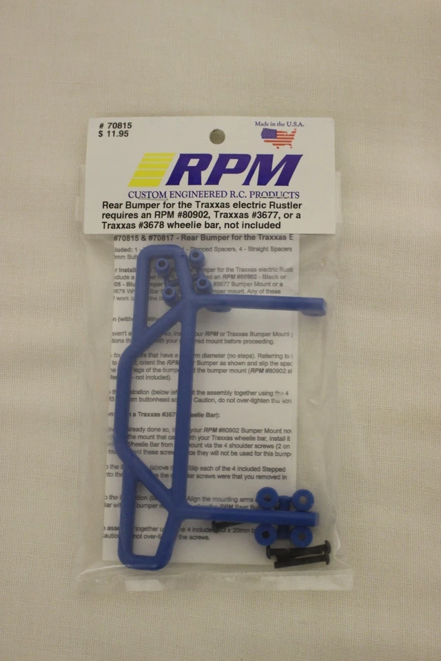 RPM Rear Bumper for Traxxas 2WD Electric Rustler Blue 70815 - Image 1 of 1