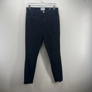 Pantalones de mezclilla con marco para mujer 30 negros Ali tiro alto mezcla de algodón cigarrillo - Imagen 1 de 11