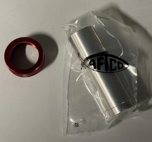 AFTCO Fishing Rod Aluminum Butt Ferrule & Collet Nut #UB2: SILVER/RED - NEW - Picture 1 of 2