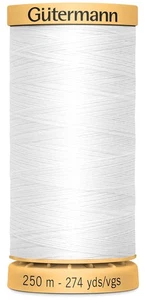Gutermann 251C-1006 Natural Cotton Thread 273yd-White (5Pk) - Picture 1 of 1