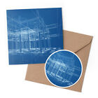 1 x Greeting Card & 10cm Sticker Set - 3D House Plans Blueprint #2385