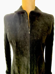 Style & Co Leather Suede Wool Jacket Womens Small Zip Front - Picture 1 of 7